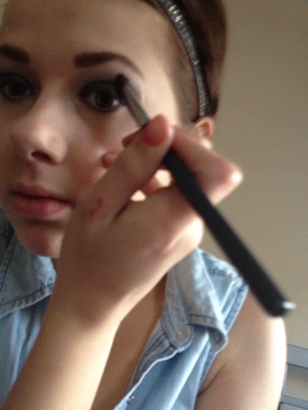 Then take an angled fluffy brush and blend