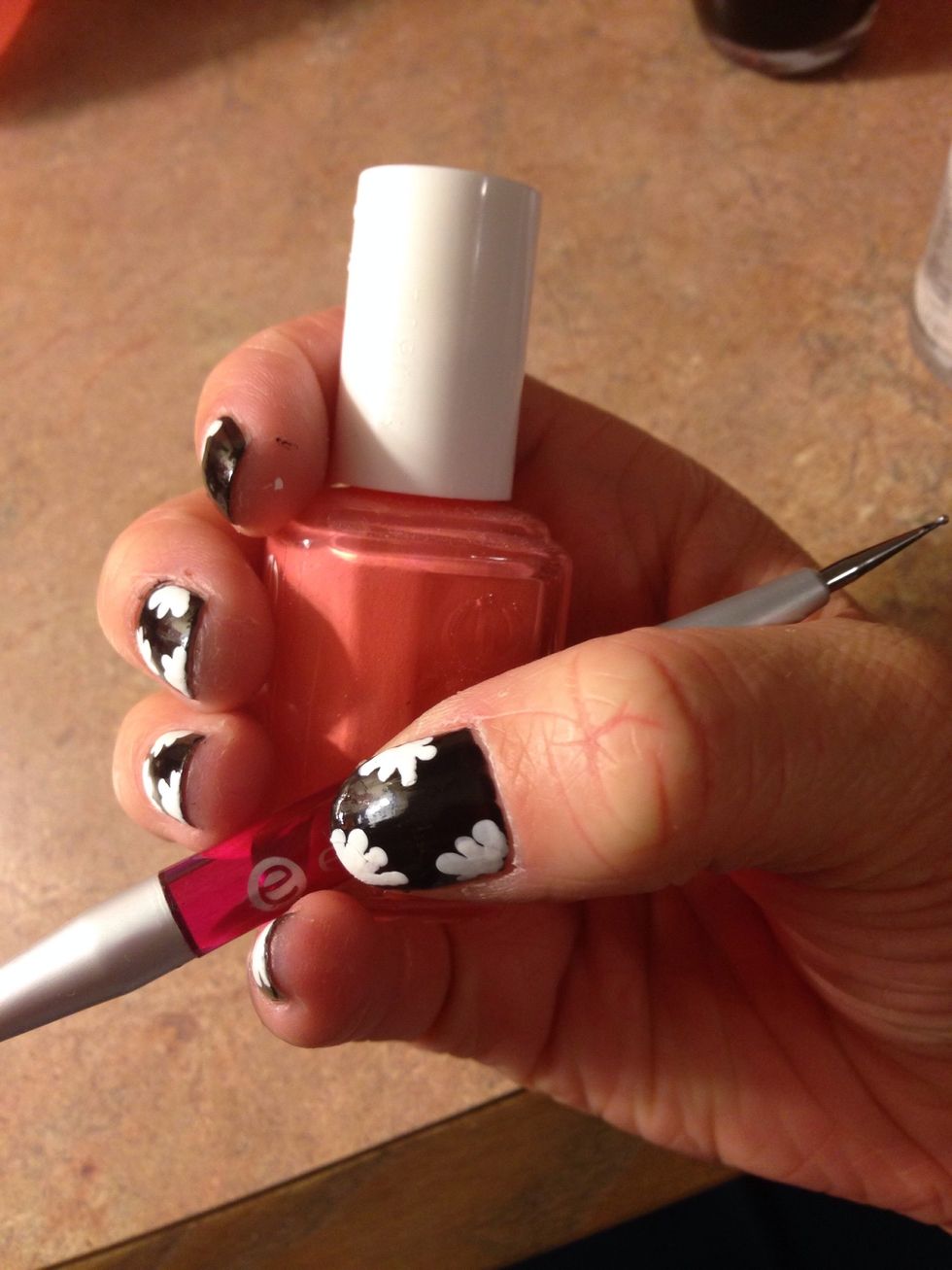 then take and orange and your dotting tool (Essie Tart Deco)