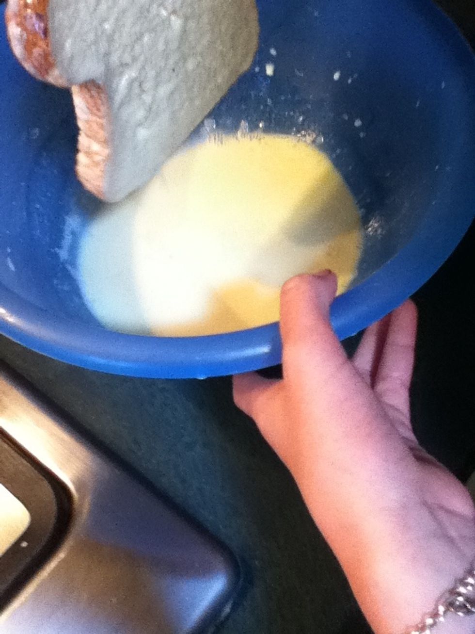 Then take it out of the mixture... Be careful not to leave it in the mixture too long or else it will use up more mixture than it should