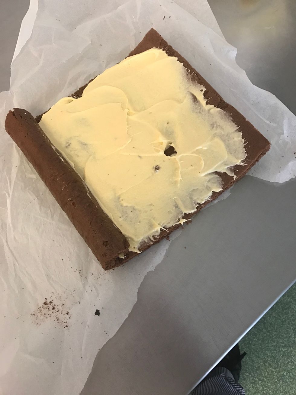 Then take out your role and start to spread your icing out