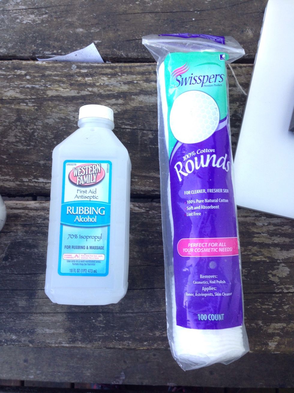 Then take some rubbing alcohol and cotton swabs (or just something to wipe with) and clean the area you wish to paint