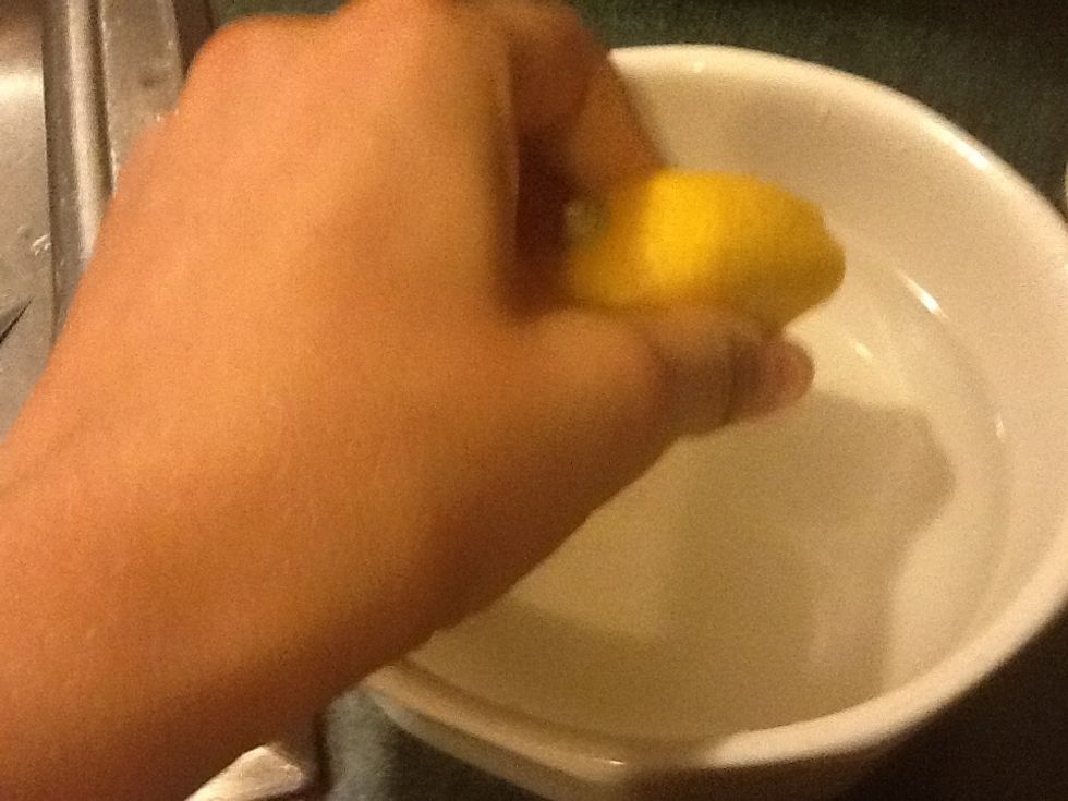 Then take the lemon and SQUEEZE ALL THE JUICES OUT!!!