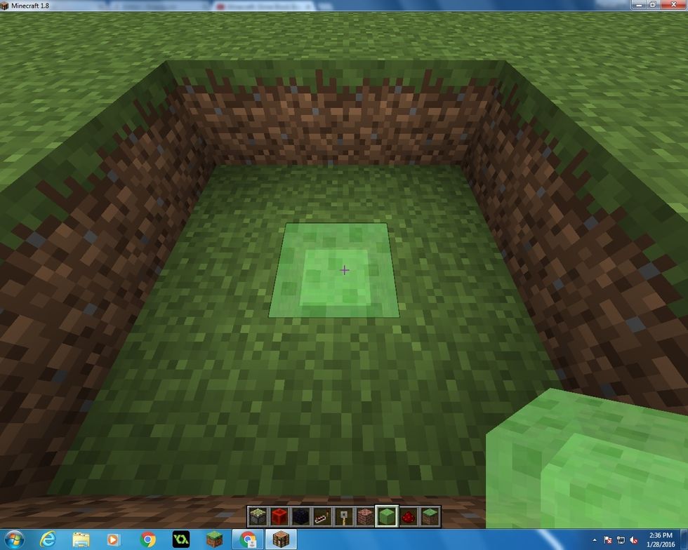 Then take your one Slime Block on top of the Sticky Piston.