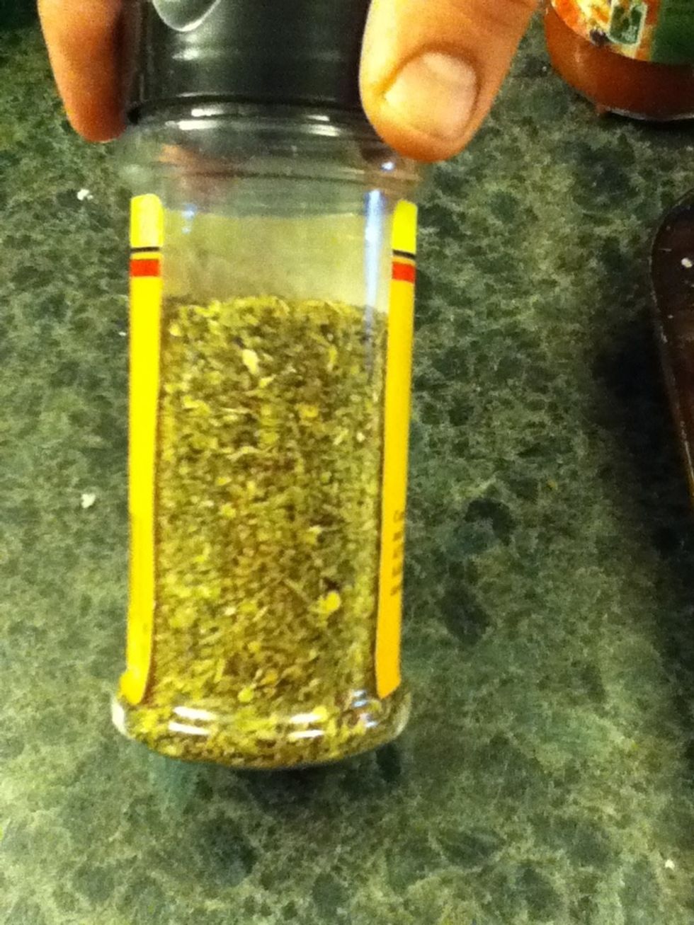 Then take your spices and shake however much you would like over the cheese.