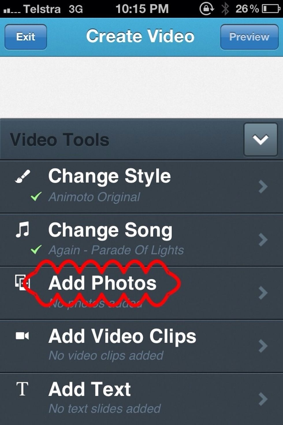 Then tap add photos.