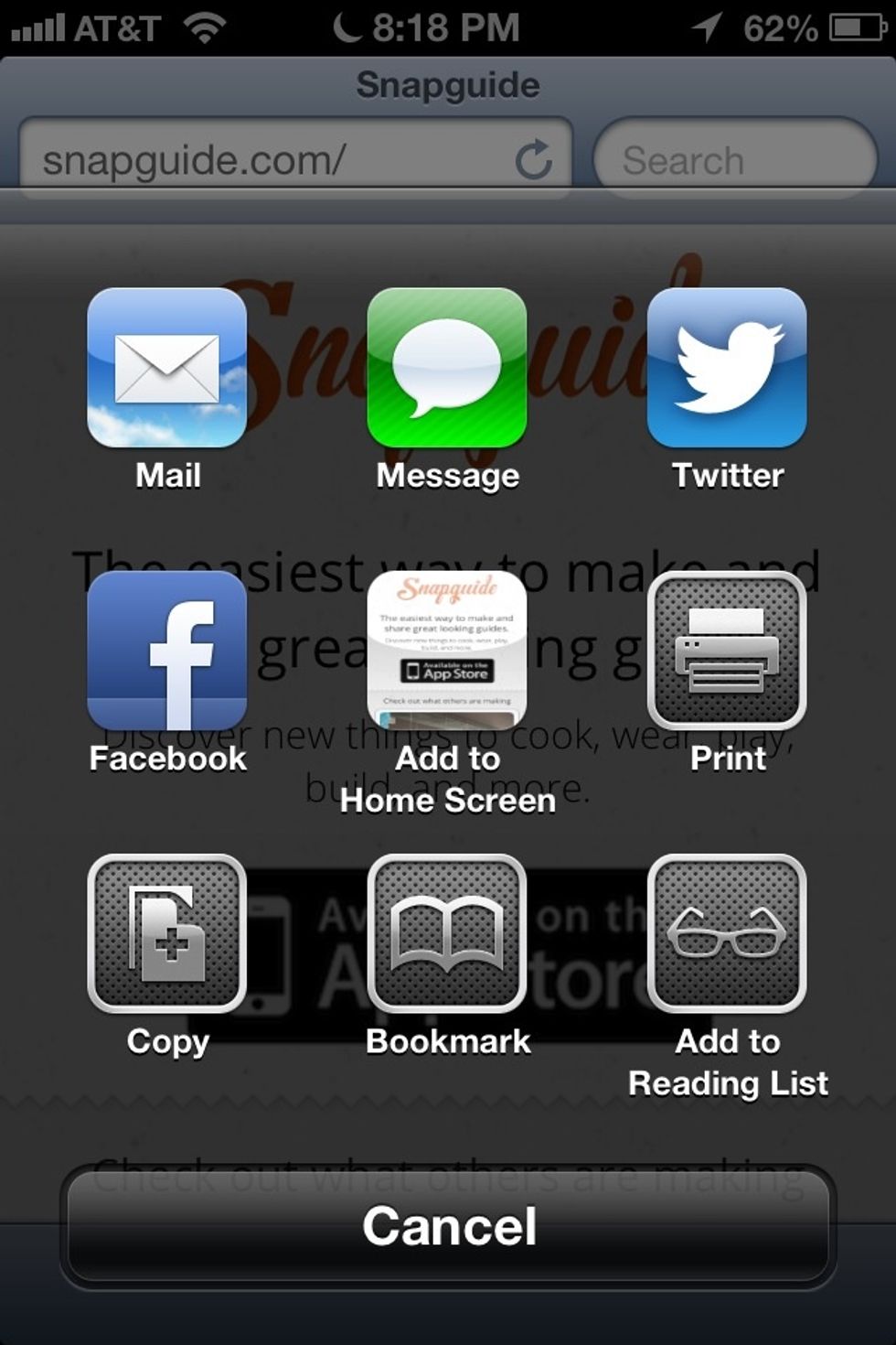 Then tap bookmark.