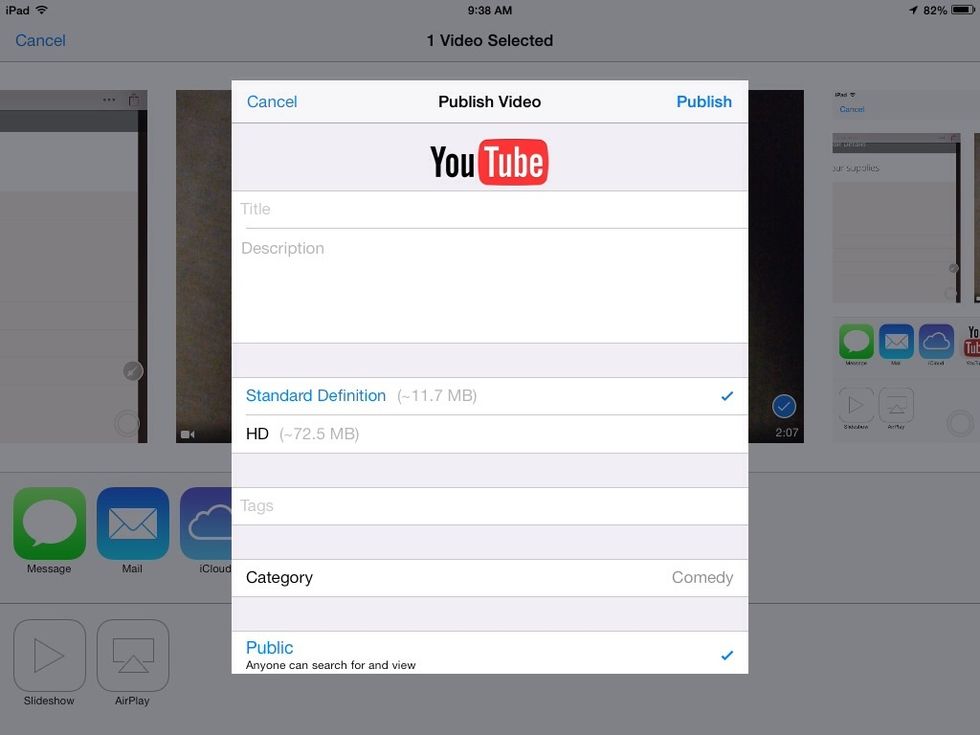 Then tap on publish.