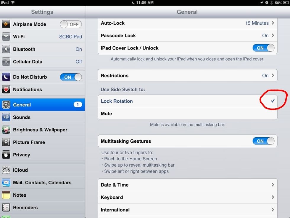 Then tap on the lock rotation so it has a tick