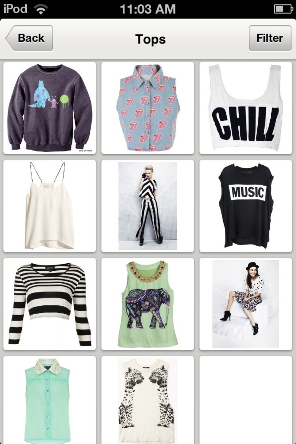 Then tap shirts and scroll through to find one you like