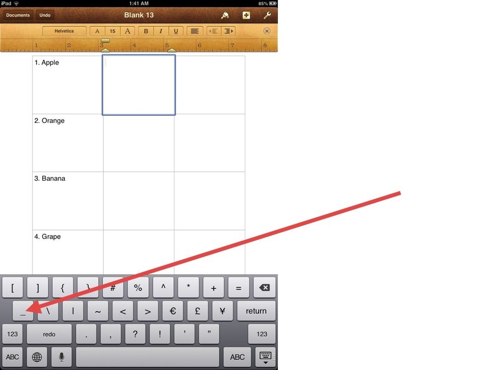 Then tap the UNDERLINE symbol.