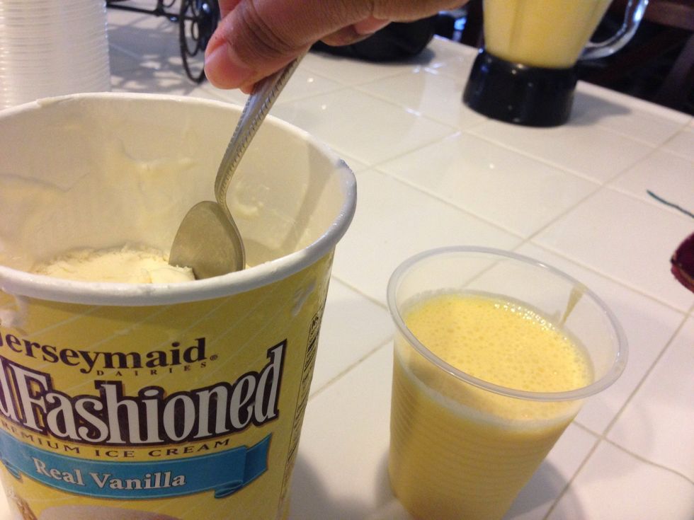 Then the best part!! Add the ice cream! Make sure it's vanilla :)