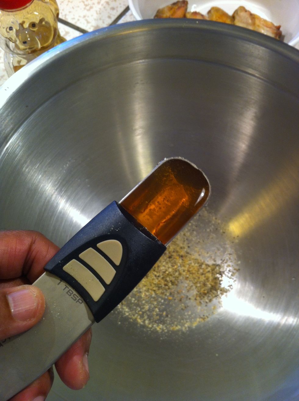 Then the Honey and 1 tablespoon of oil.