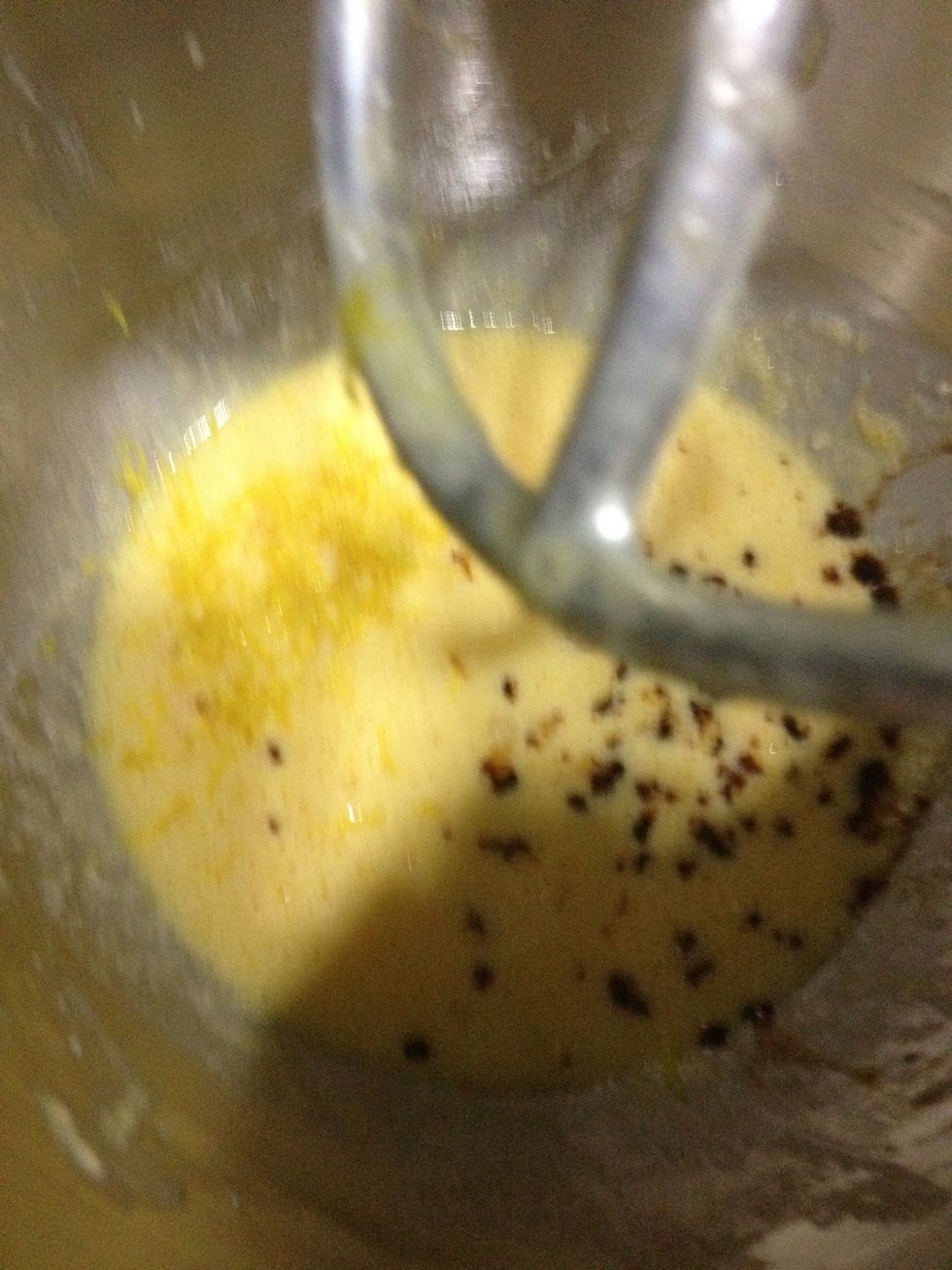 Then the lemon zest and juice along with vanilla.
