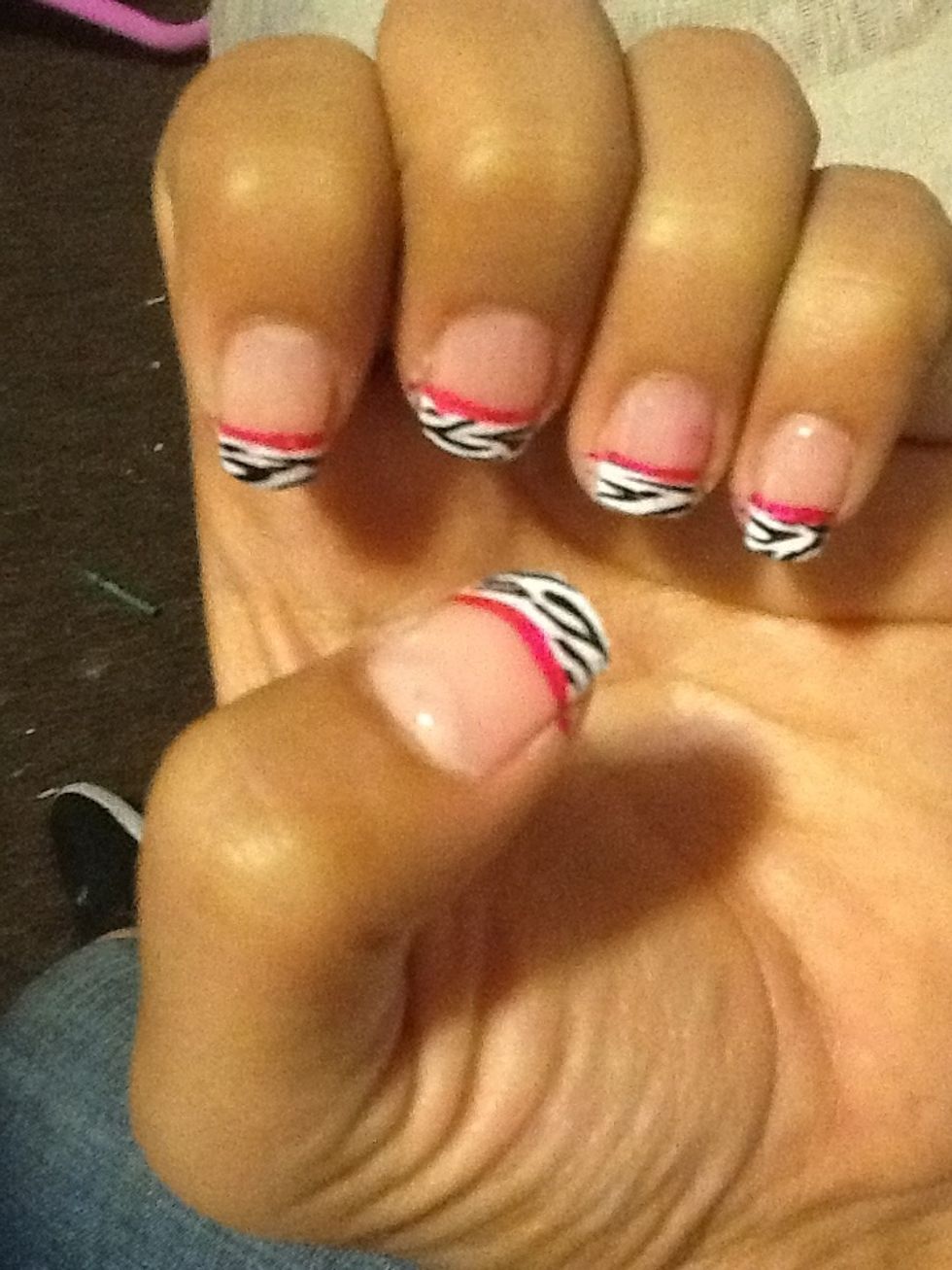 Then the pink line. Just pass it across the edge.. It will hide the crappy white line