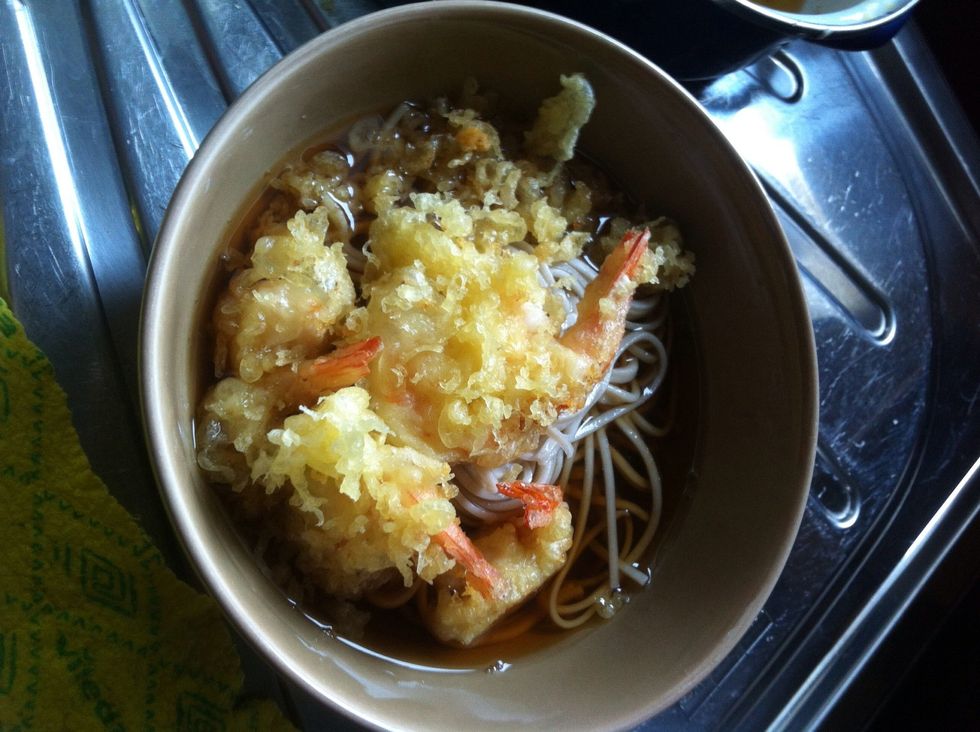 Then the prawn sorry I only have small prawn in the fridge..
