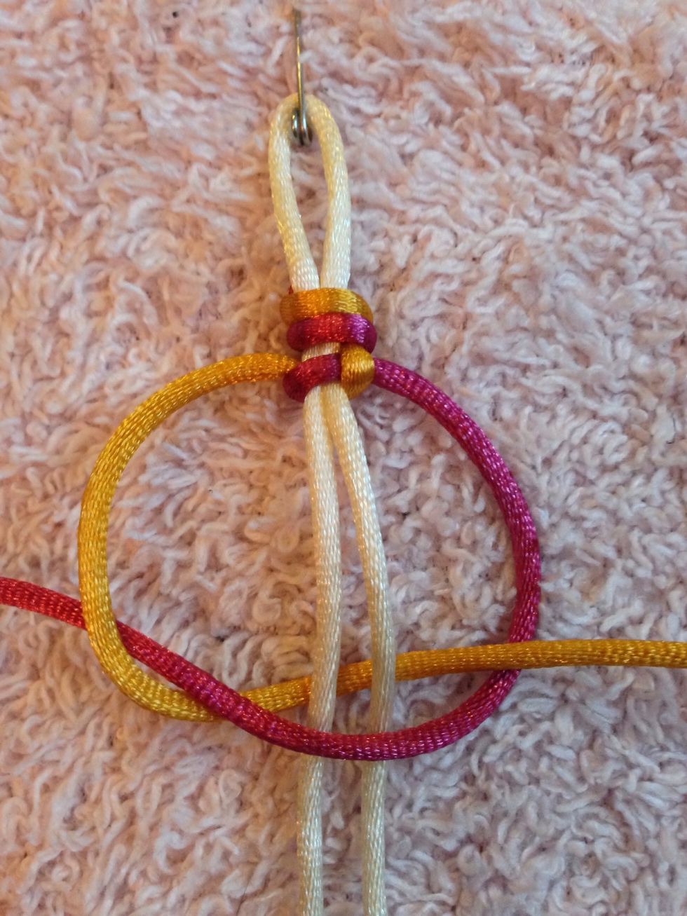 Then the RIGHT thread goes OVER the core threads and THROUGH the LEFT thread.