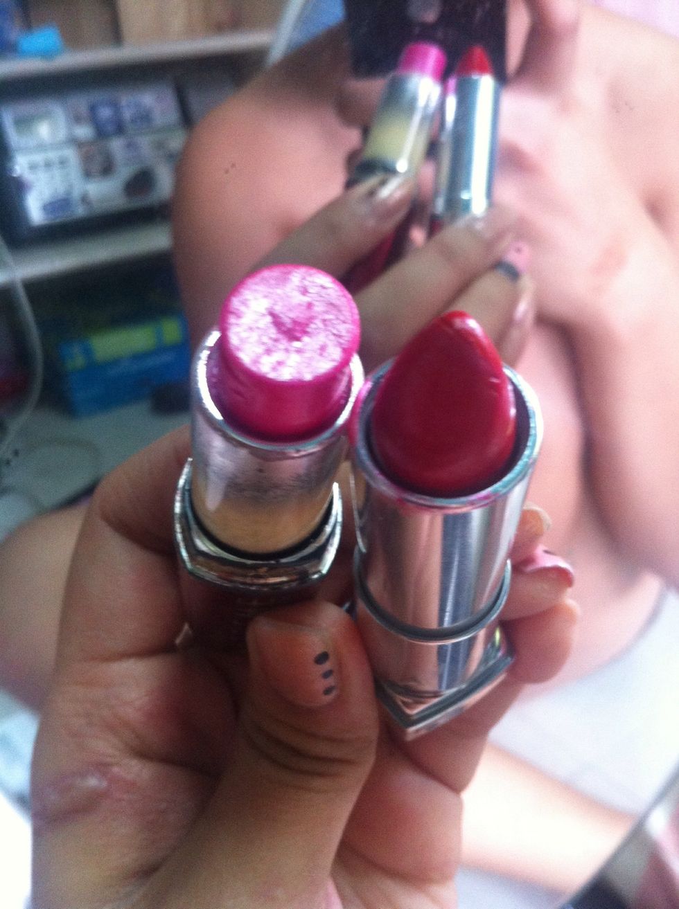 Then these two to my upper lip. It depends on what shade you want for your lips because it depends on your skin tone to make it work. \ud83d\udc8b