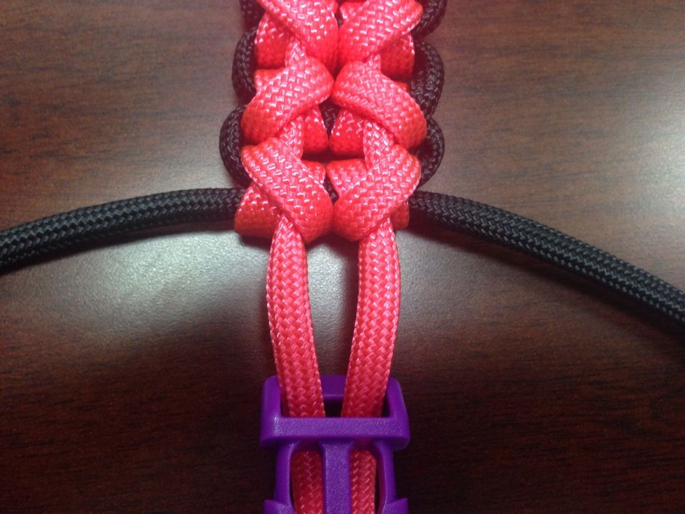... then thread the middle stands down through the buckle.