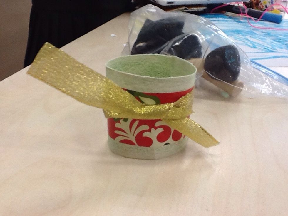 Then, tie a ribbon on it.