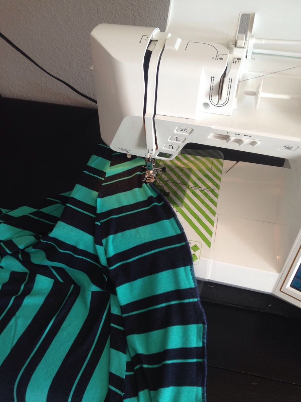 Then, to add extra support, sew on the inside edge of the serged edge.