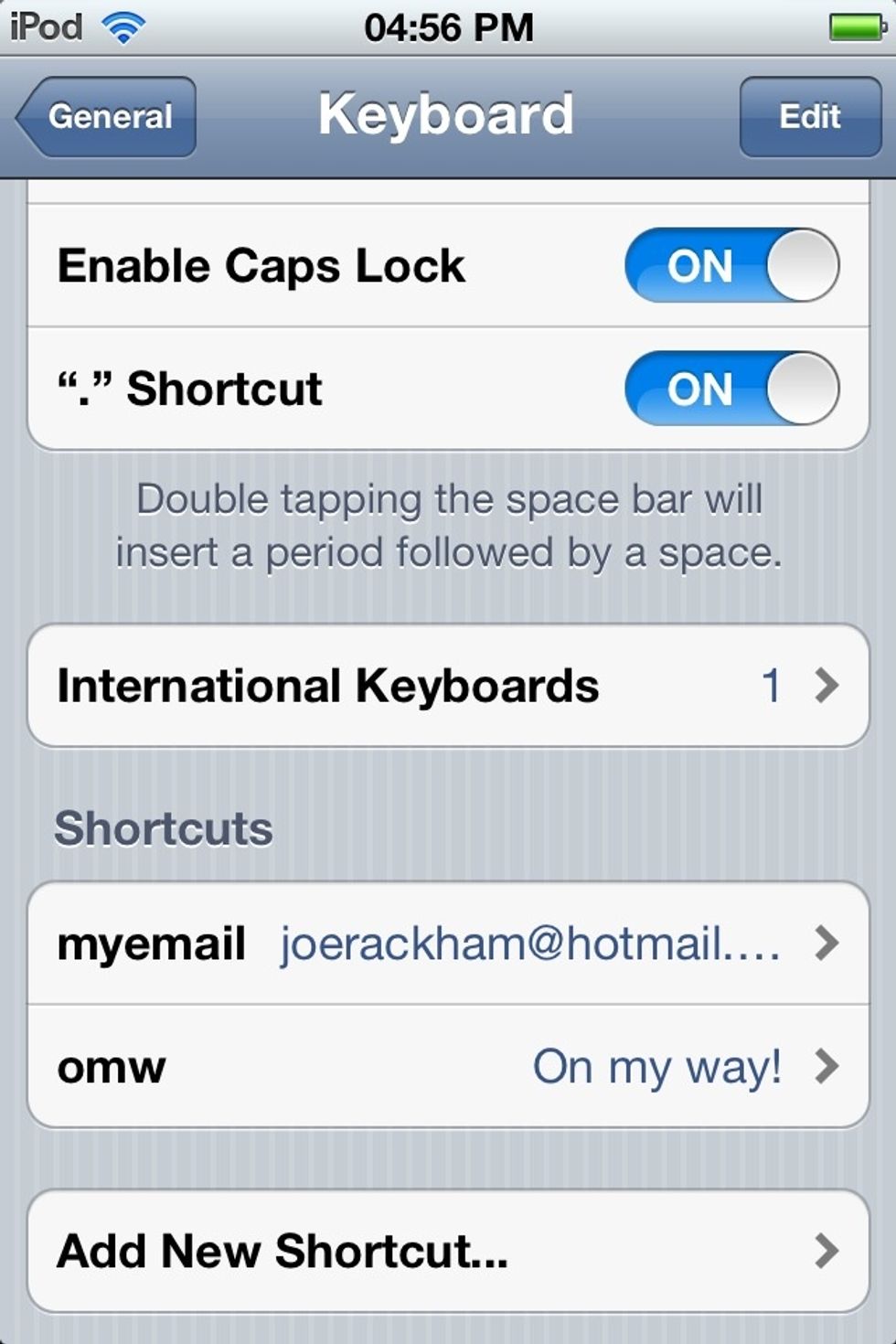 Then to create new shortcut I already have some as you can see