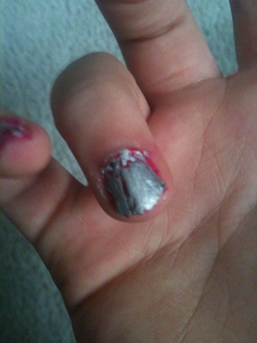 Then to your ring finger, add the crakle paint