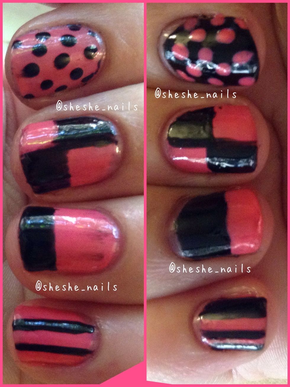 Then topcoat, and clean up with a small brush or q-tip. I did the opposite on my other hand.