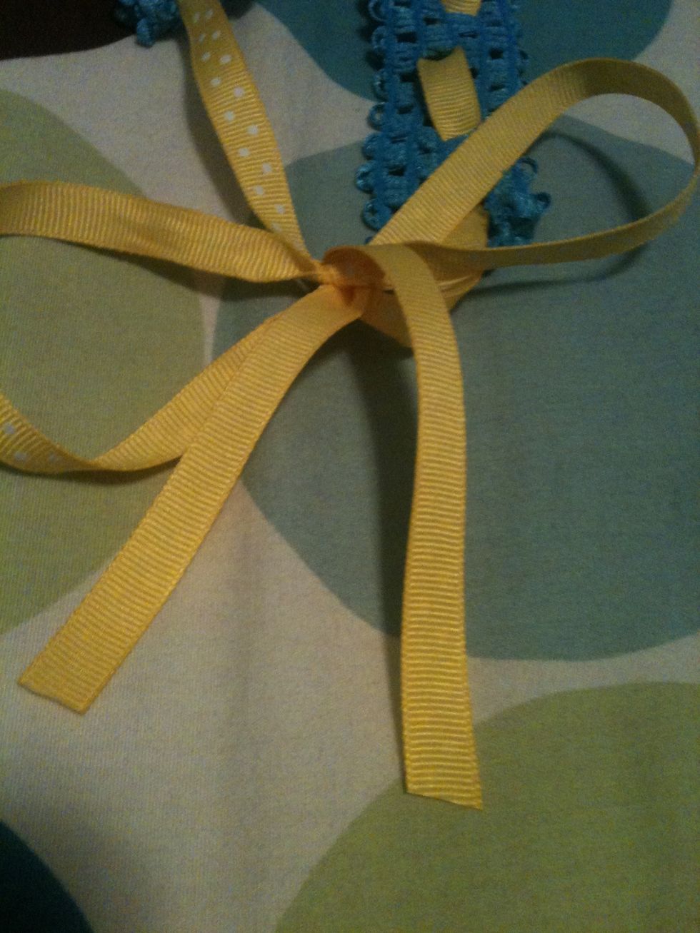 Then trim the ribbon to about 4 inches on the end of the bow!
