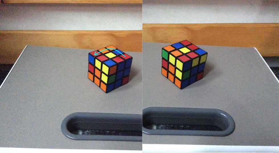 Then, turn the top to the right again.