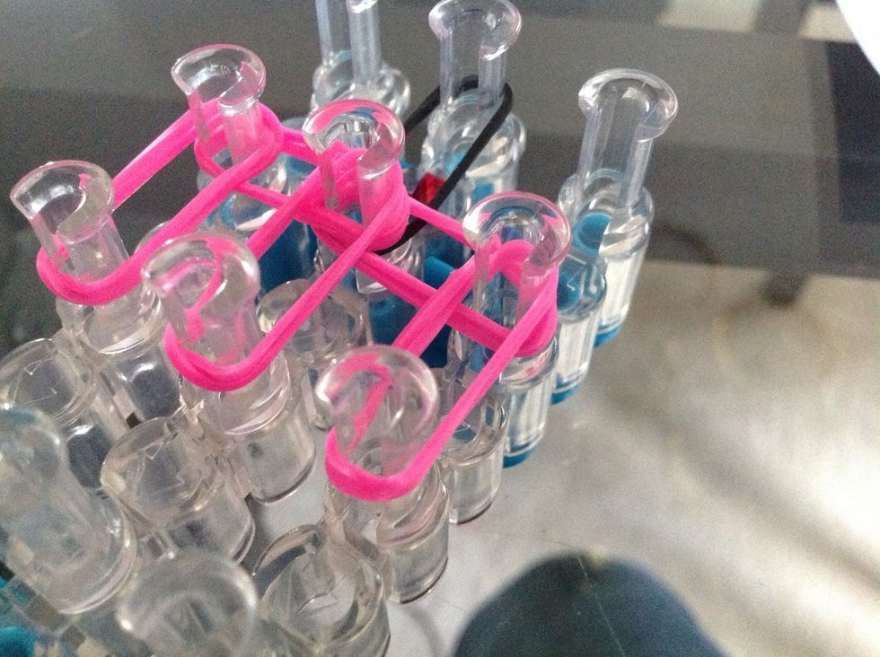 Then two pink bands going down on the right