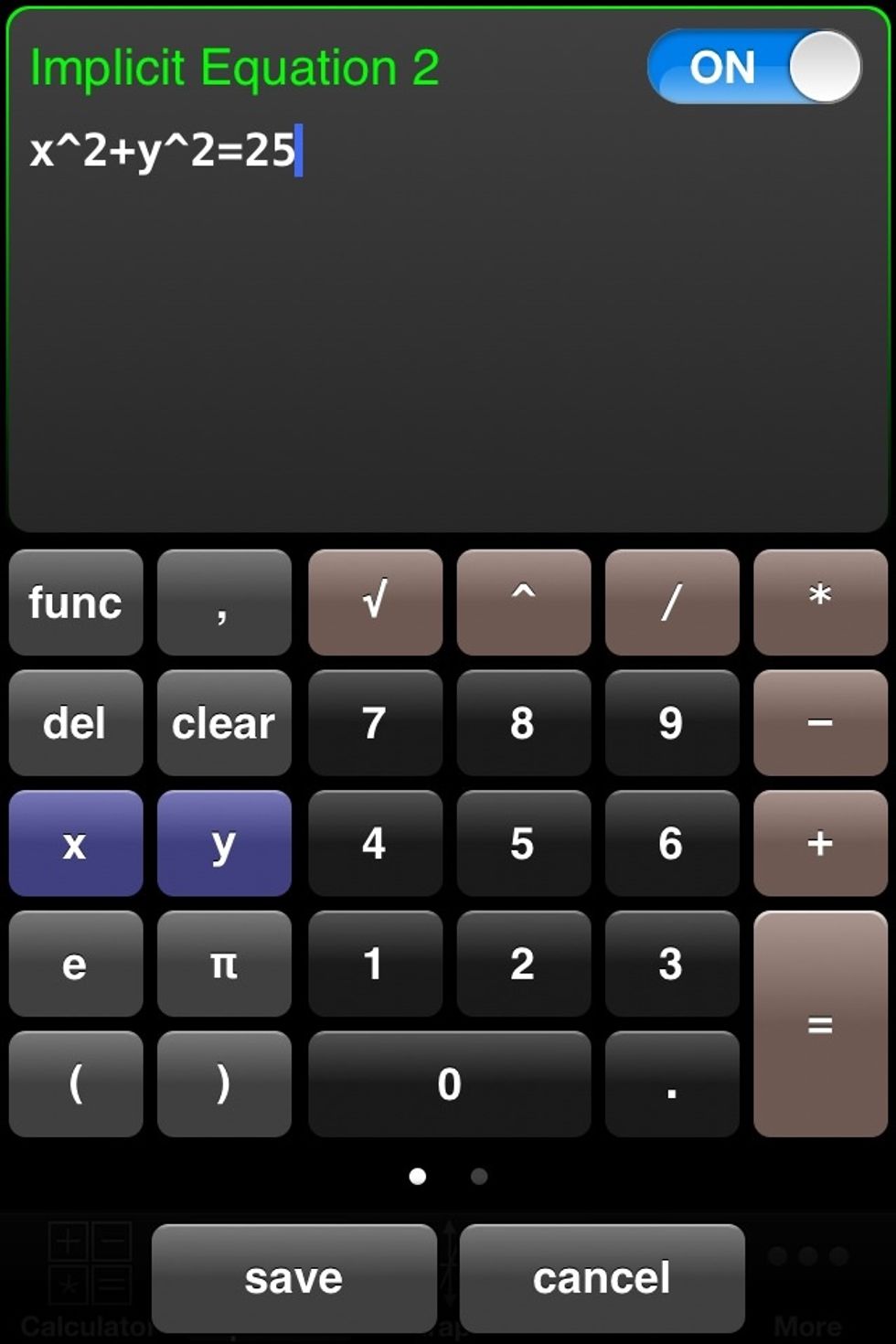 Then type in he equation for the next radius in the vertical stacking of circles, in this case it's 5