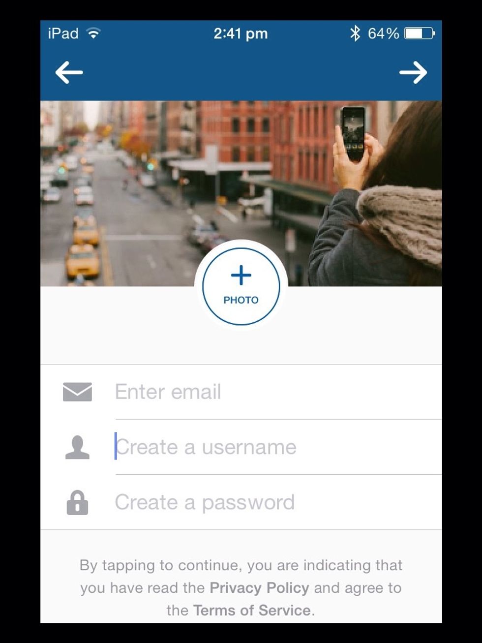 Then type in your email, new username and your password.