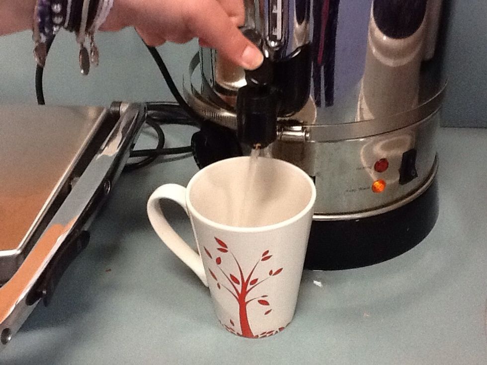 Then u add hot water about 3/4 full