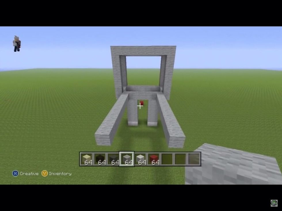 Then u go to the back of your rectangular shape and go out by 9 on each side