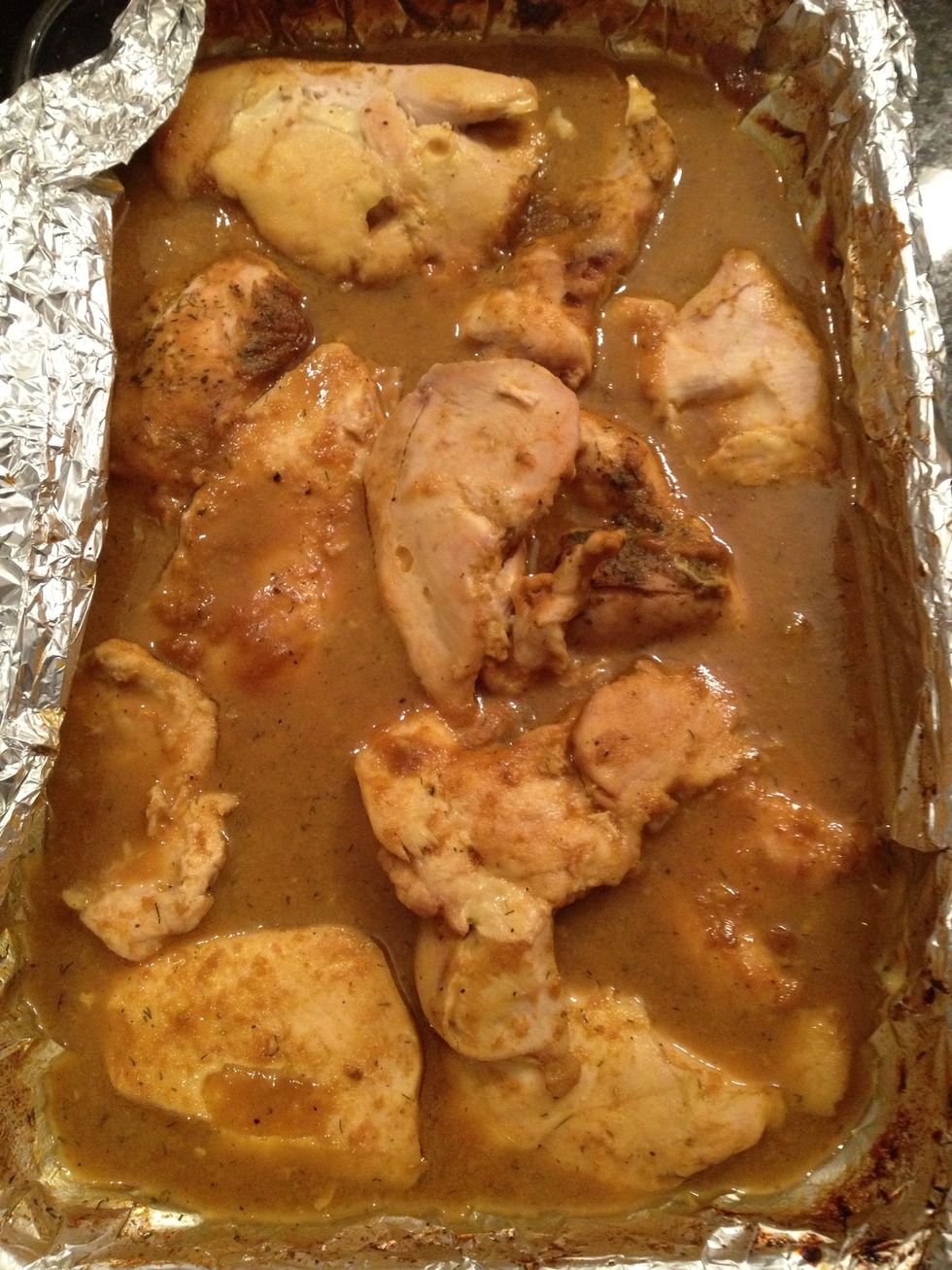 Then uncover it place 1/2 cup of cream and bake for additional 10 minutes.