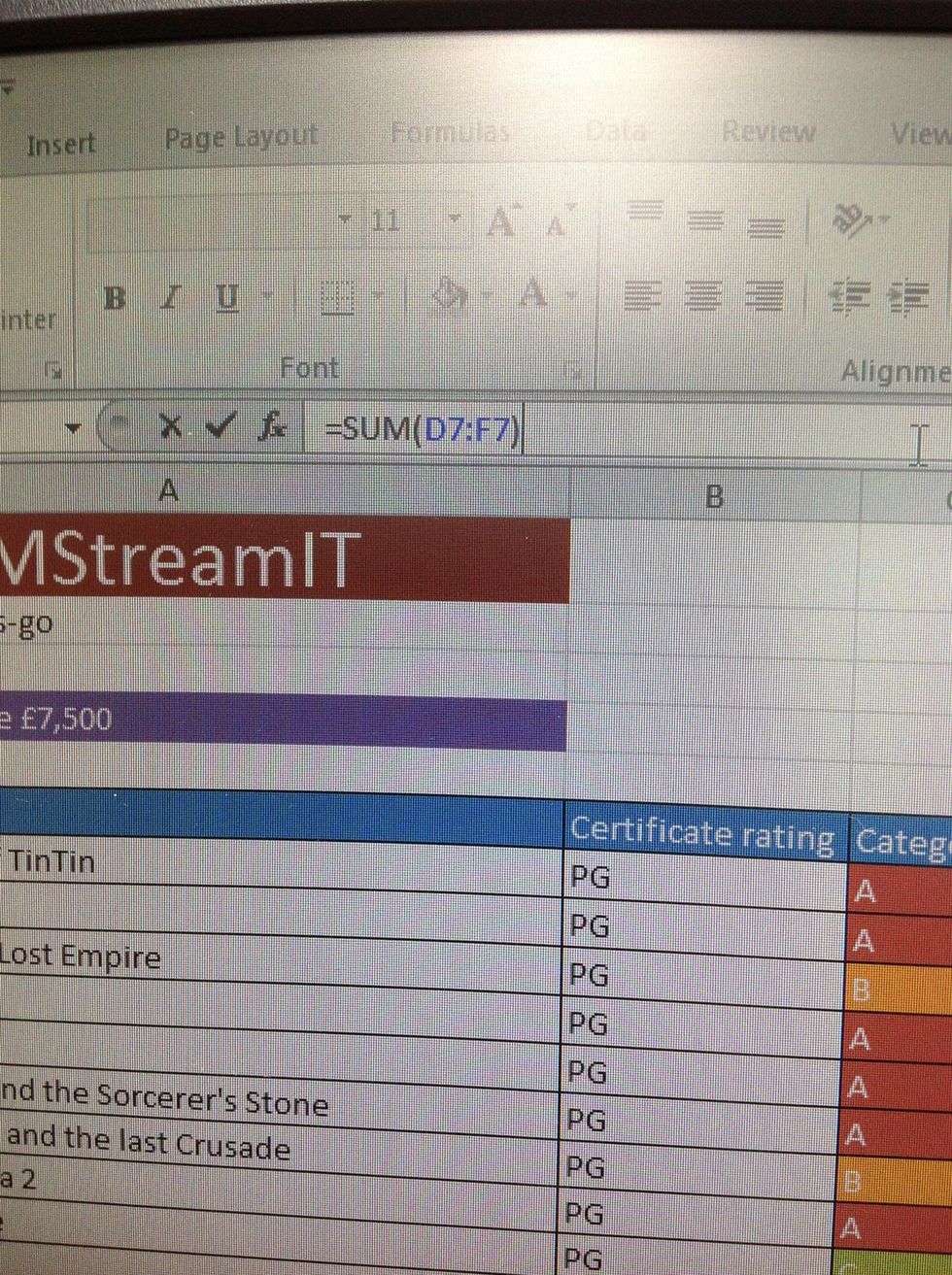 Then use a close bracket to finish off the formulae. After you press the close bracket just press enter and the addition will be done.