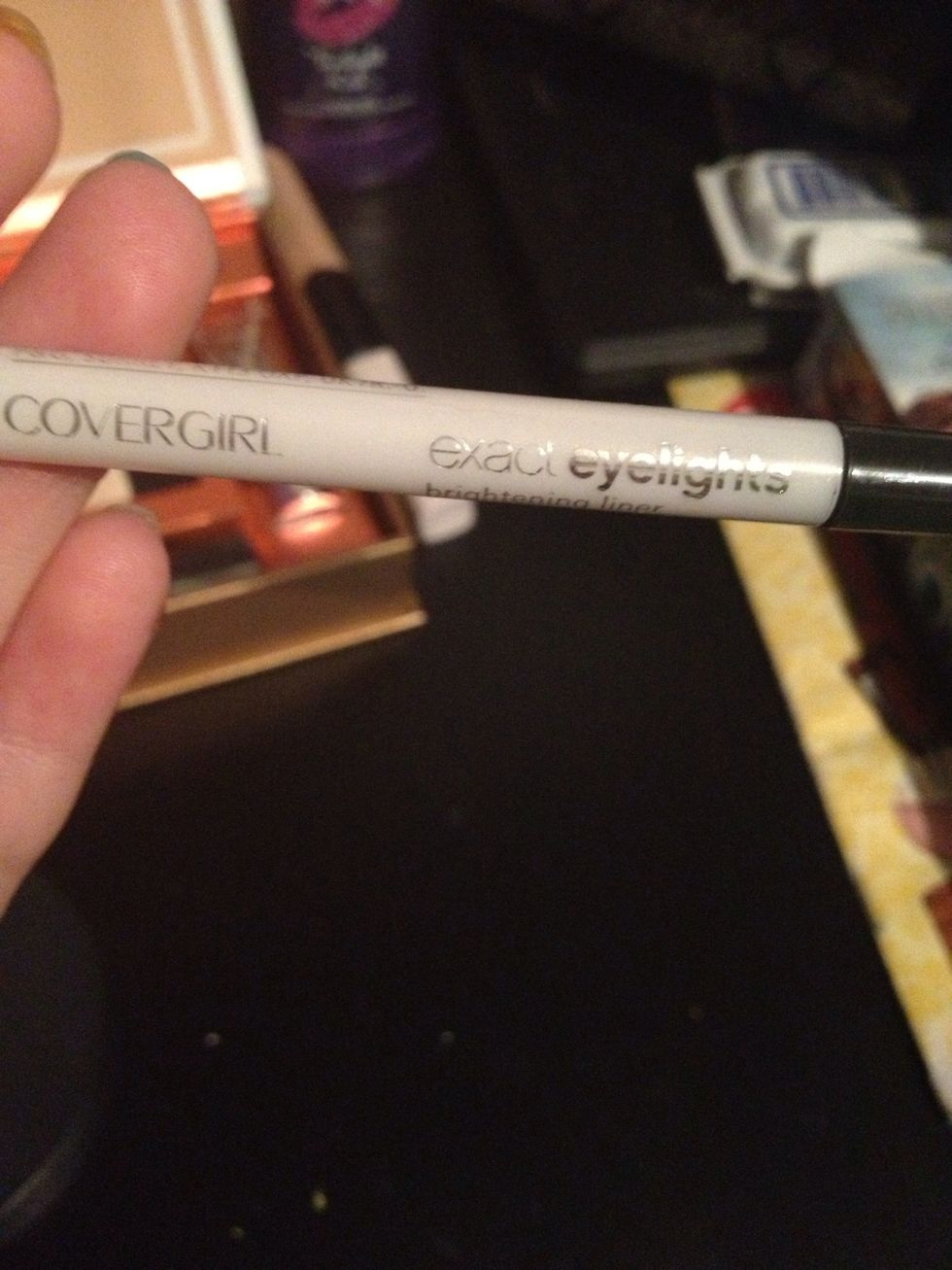 Then use a eyeliner, smooth kind, so you don't hurt your eyes. And you can add a small line on top, or not and just add some in the bottom inner corner, all the way of just half way.
