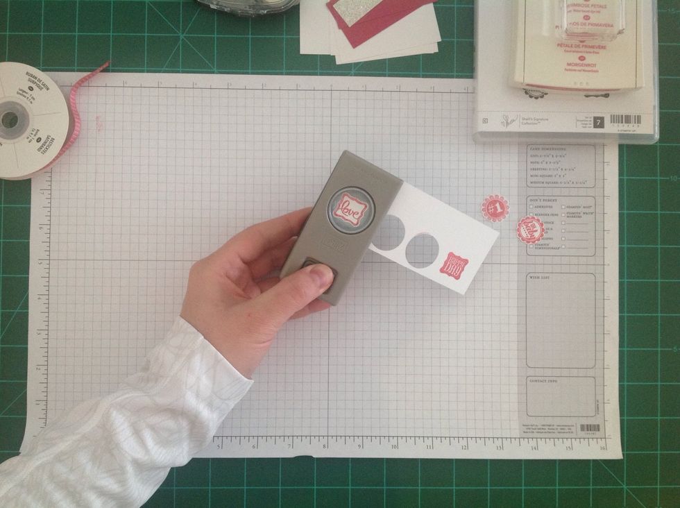 Then use the punches to cut them out. You can either use the 1" circle punch or the new 7/8" scallop circle punch for the round images.