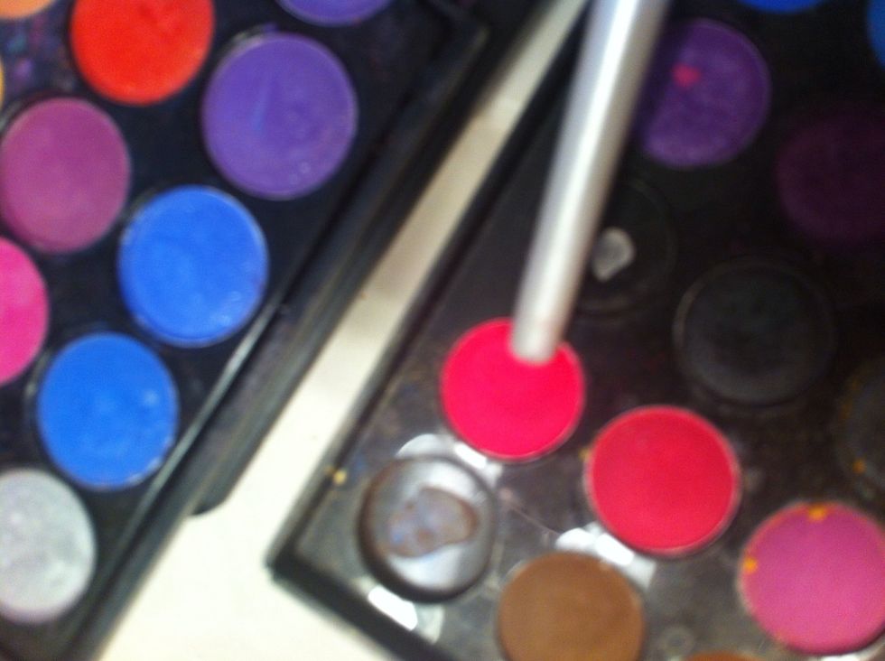 Then use the same brush and get a bright pink.