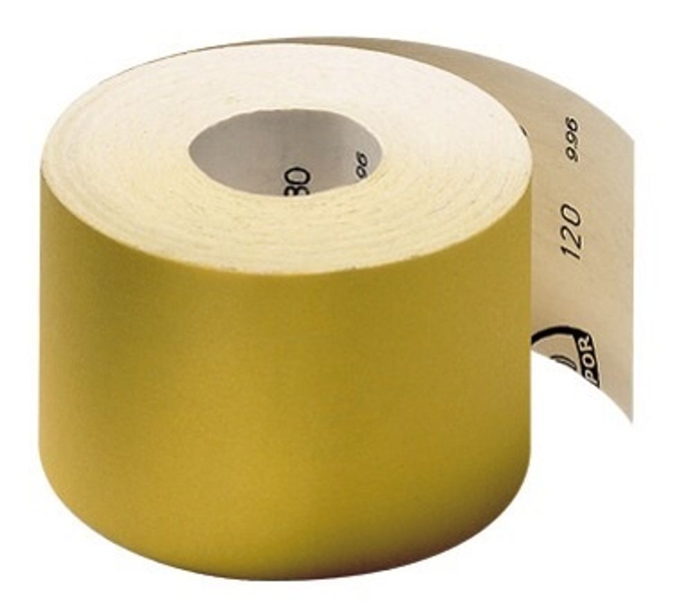 Then use the yellow 120 sandpaper to sand it when sanding sand it the way of the lines On the wood.