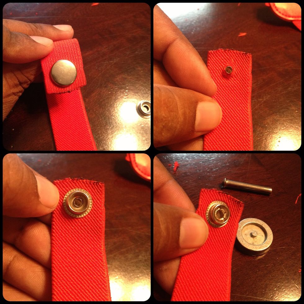 Then used the snap button kit. You could also sew Velcro or a button