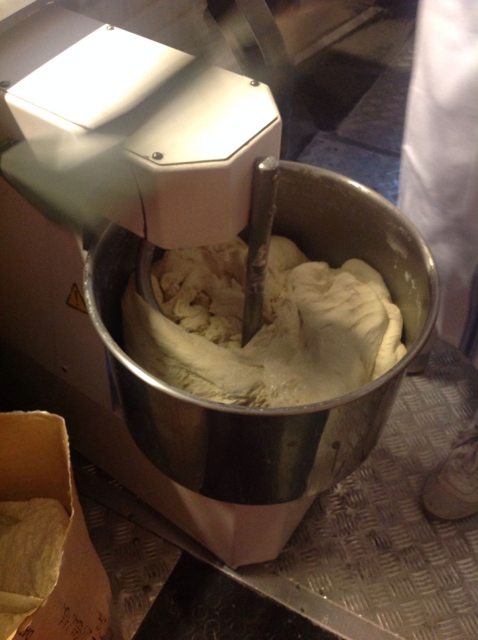 Then using a kneading machine....
