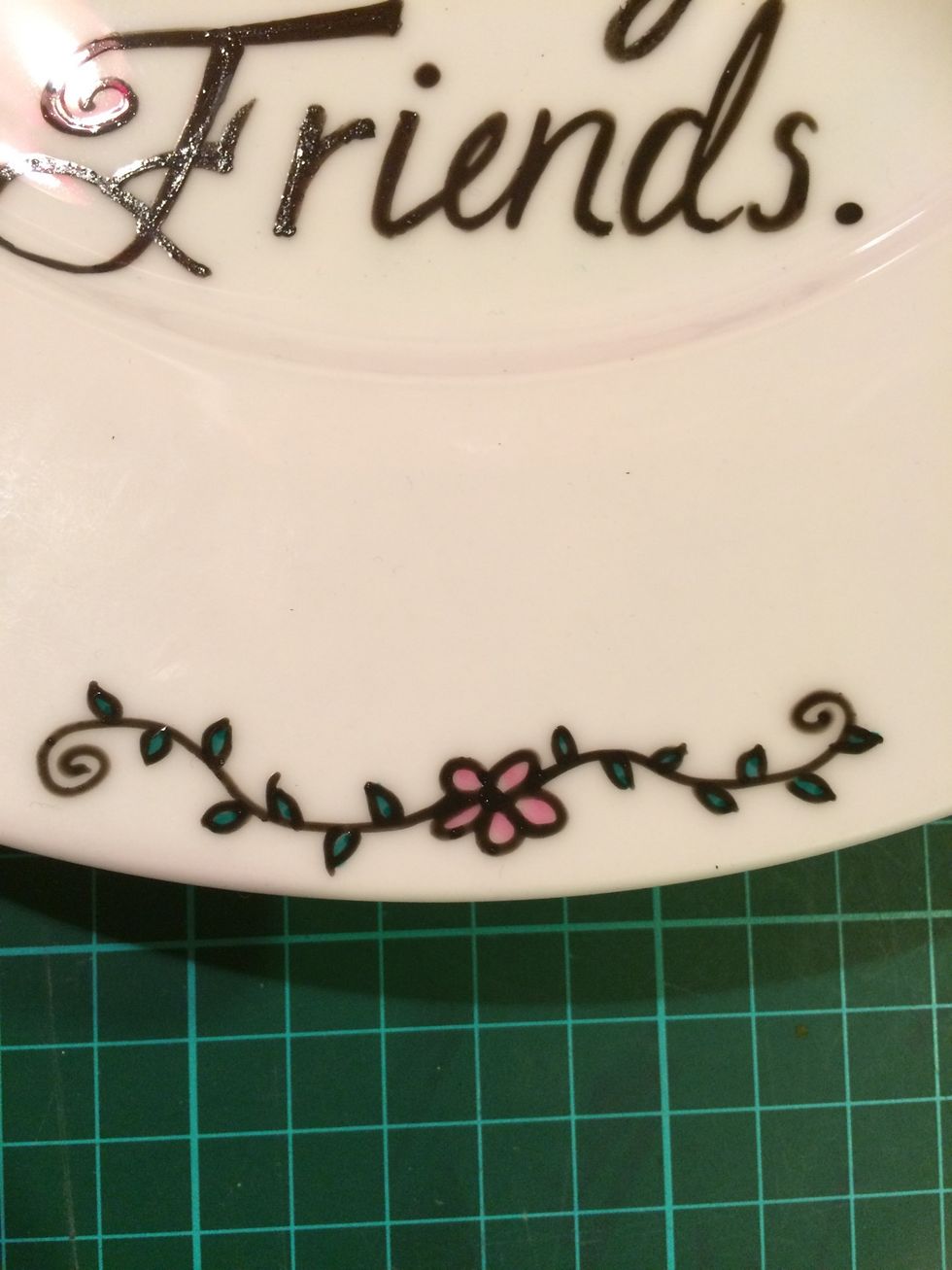 Then using Pebeo's Porcelaine marker I added colour