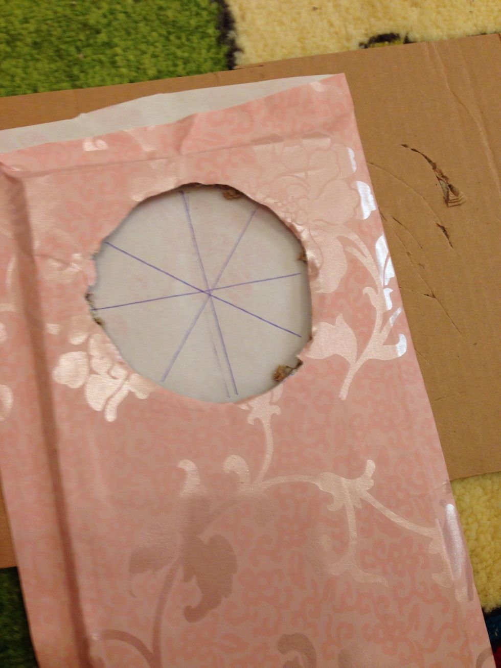 Then using pen draw these lines inside the remaining circle, cut the lines with cutter