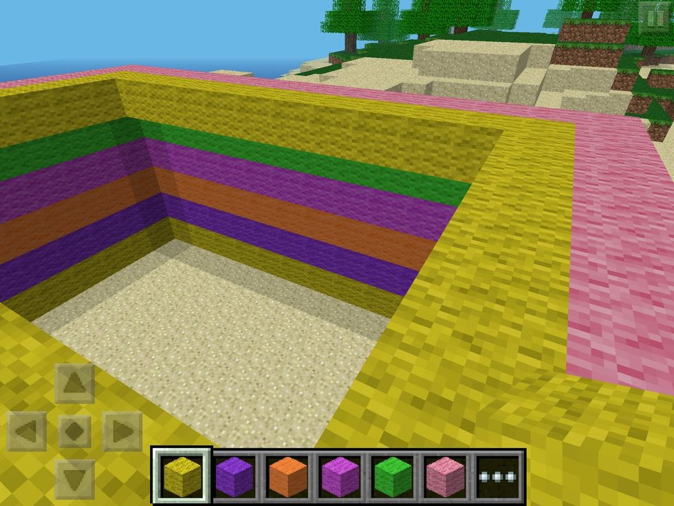 Then, using the same colour of wool as the first layer( we're doing a pattern) place beside the top layer like above