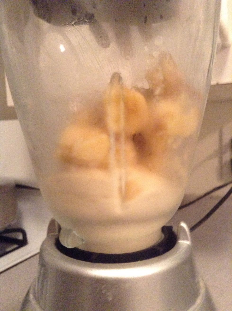 Then we blend... See how creamy it gets with no need for added milk!