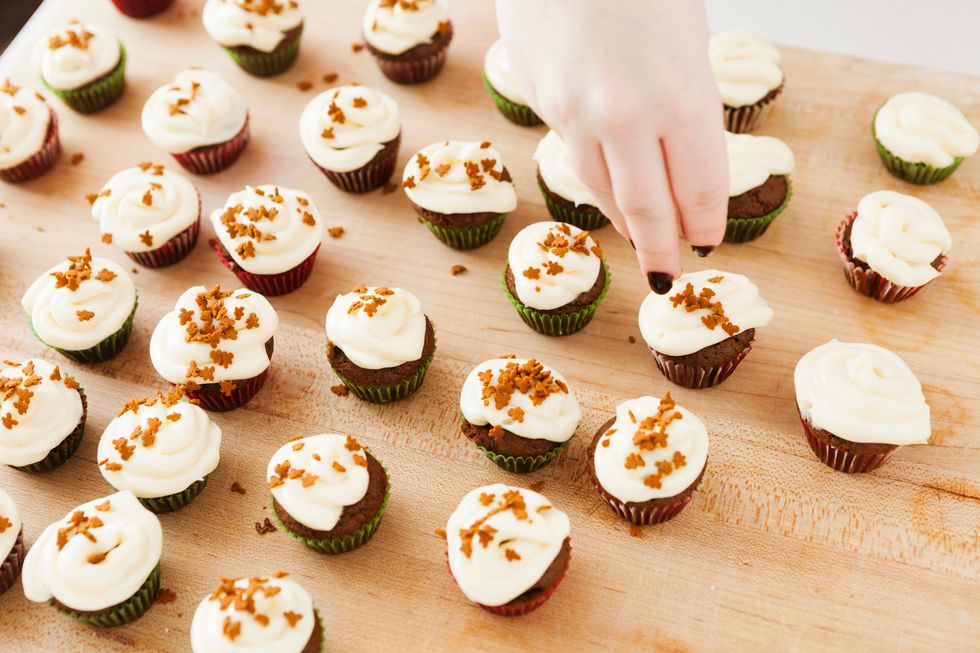 Then, we sprinkled with decorative gingerbread men sprinkles.