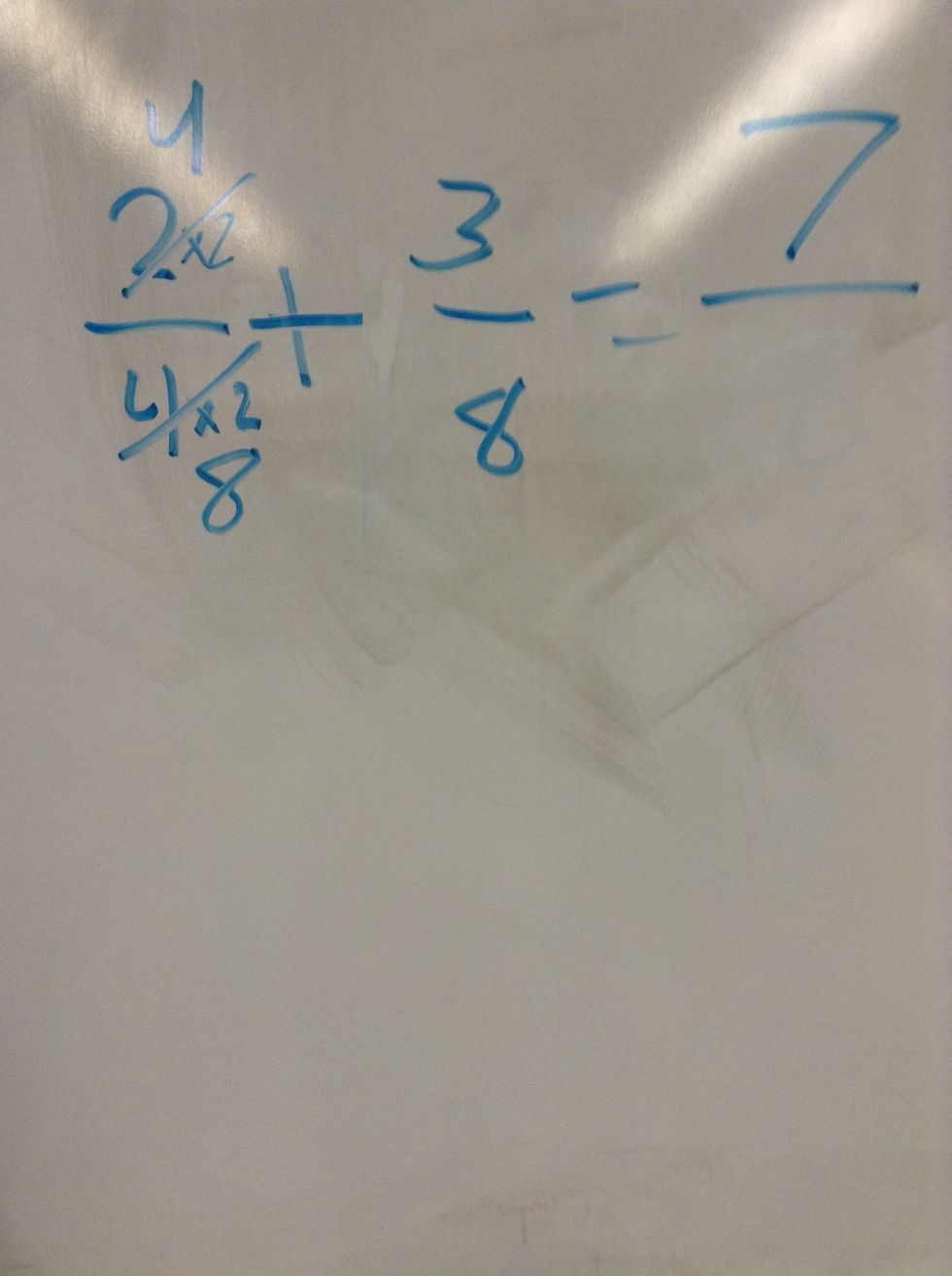 Then we take 4+3 and get 7 for our numerator!