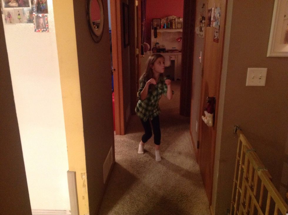 Then when everyone is talking carefully quietly tip toe in to the bathroom