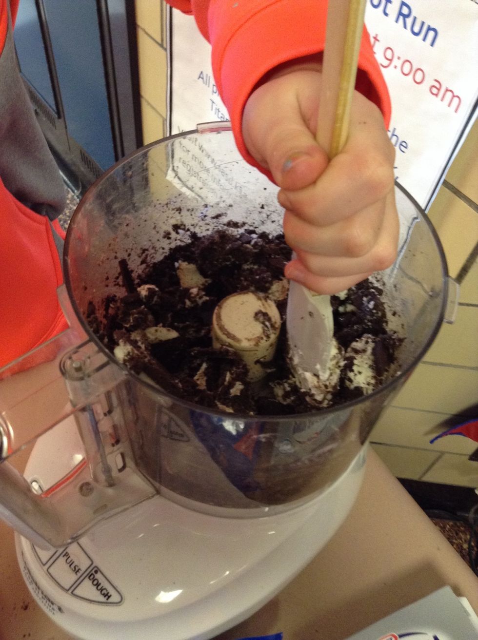 Then when it looks like batter, stir if needed, turn the food processor back on.